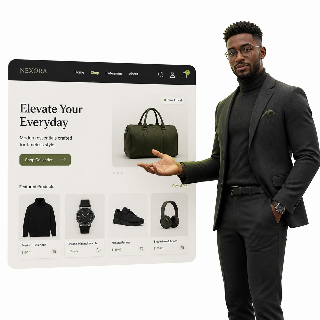 Timivantage Team ecommerce specialist presenting a Shopify storefront experience